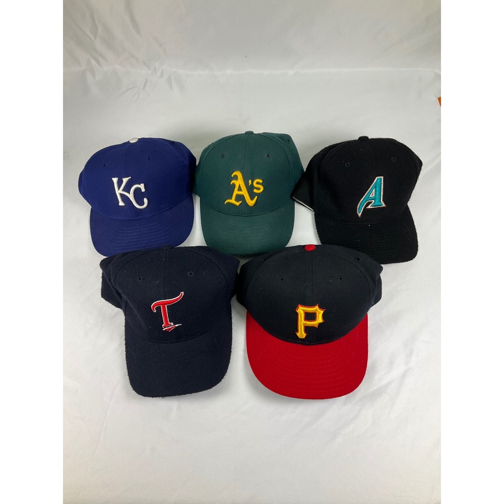 Vintage MLB Hat Lot New Era 59FIFTY Sports Specialties Royals A's Pirates 5pc